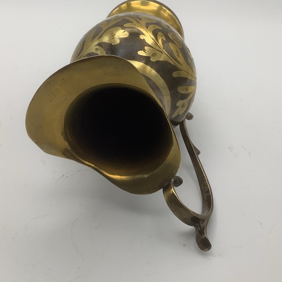 Renco India Etched Flower Brass Vase/Pitcher - Picture 8 of 11